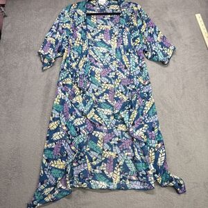 LuLaRoe Shirley Kimono Midi Duster Cover Up Feather Pattern Women Small